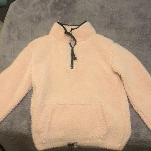 Fluffy pink quarter zip hoodie